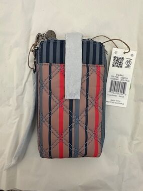 The Sak Sakroots Salina’s Blue Tan Striped Smartphone Crossbody Wallet Bag